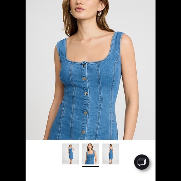 Express Dresses & Skirts - Express Blue Denim Midi Dress with Front Buttons